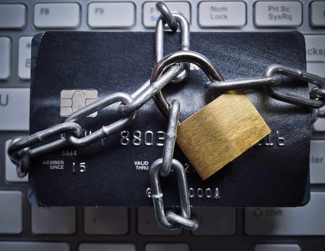 chained credit cards - credit card data encryption protection concept